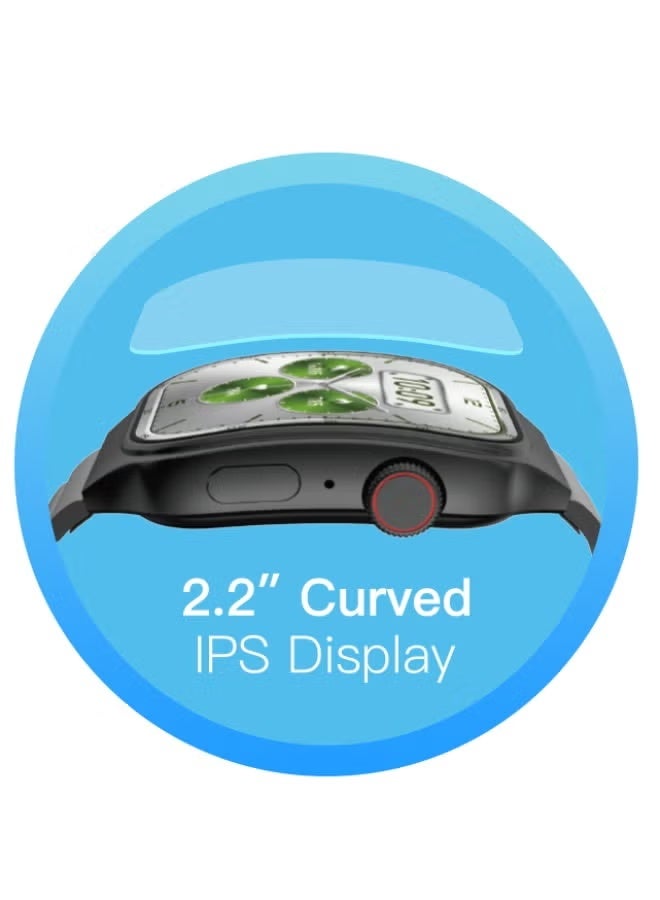 modio MW28 Smartwatch 2.2 Inch Curved IPS Display with 3 Interchangeable Straps Touch Screen Fitness & Activity Tracker Smart Watch for Ladies and Gents Black - Image 3